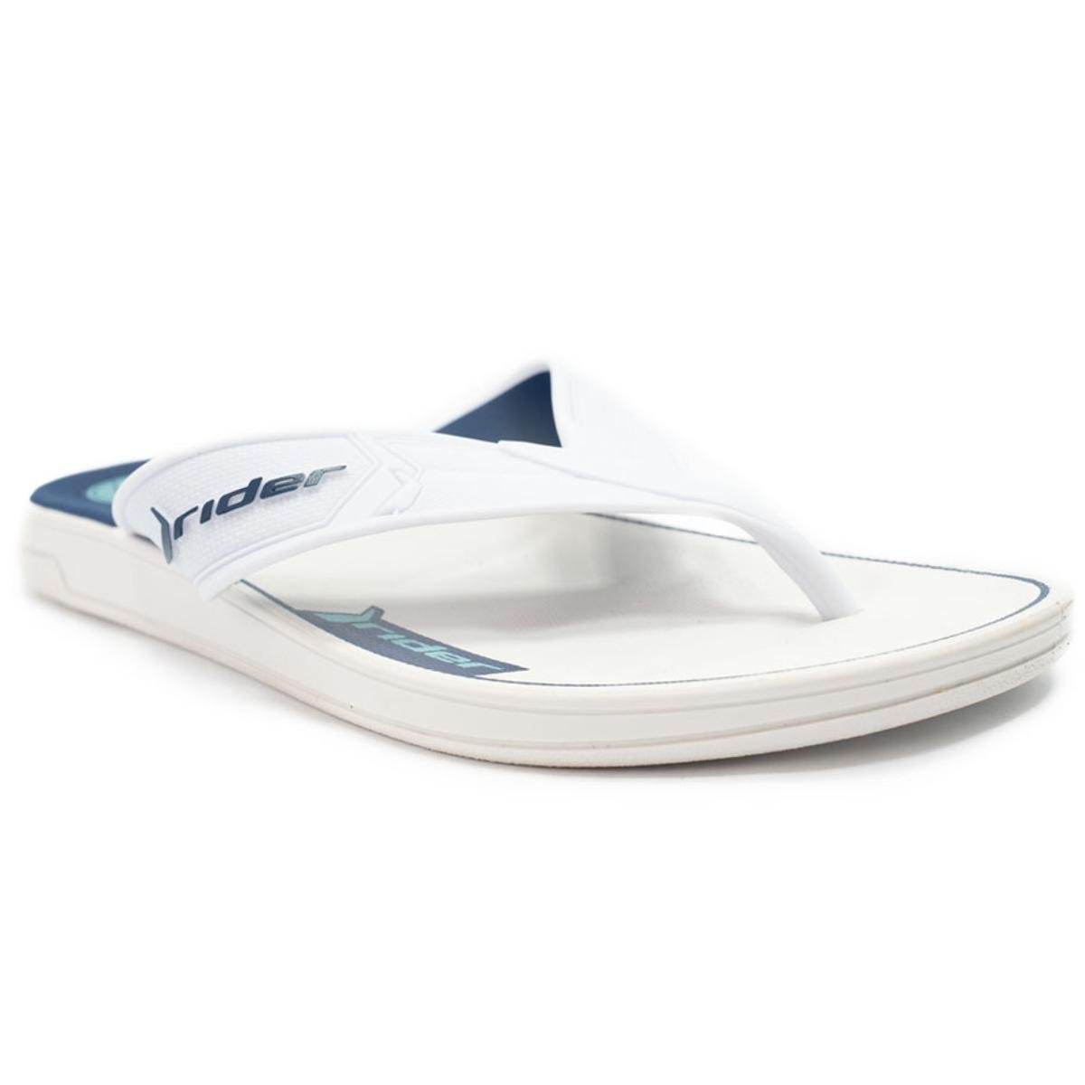 Chinelo Rider Start III Masculino - Branco e Marinho Branco/Azul 2