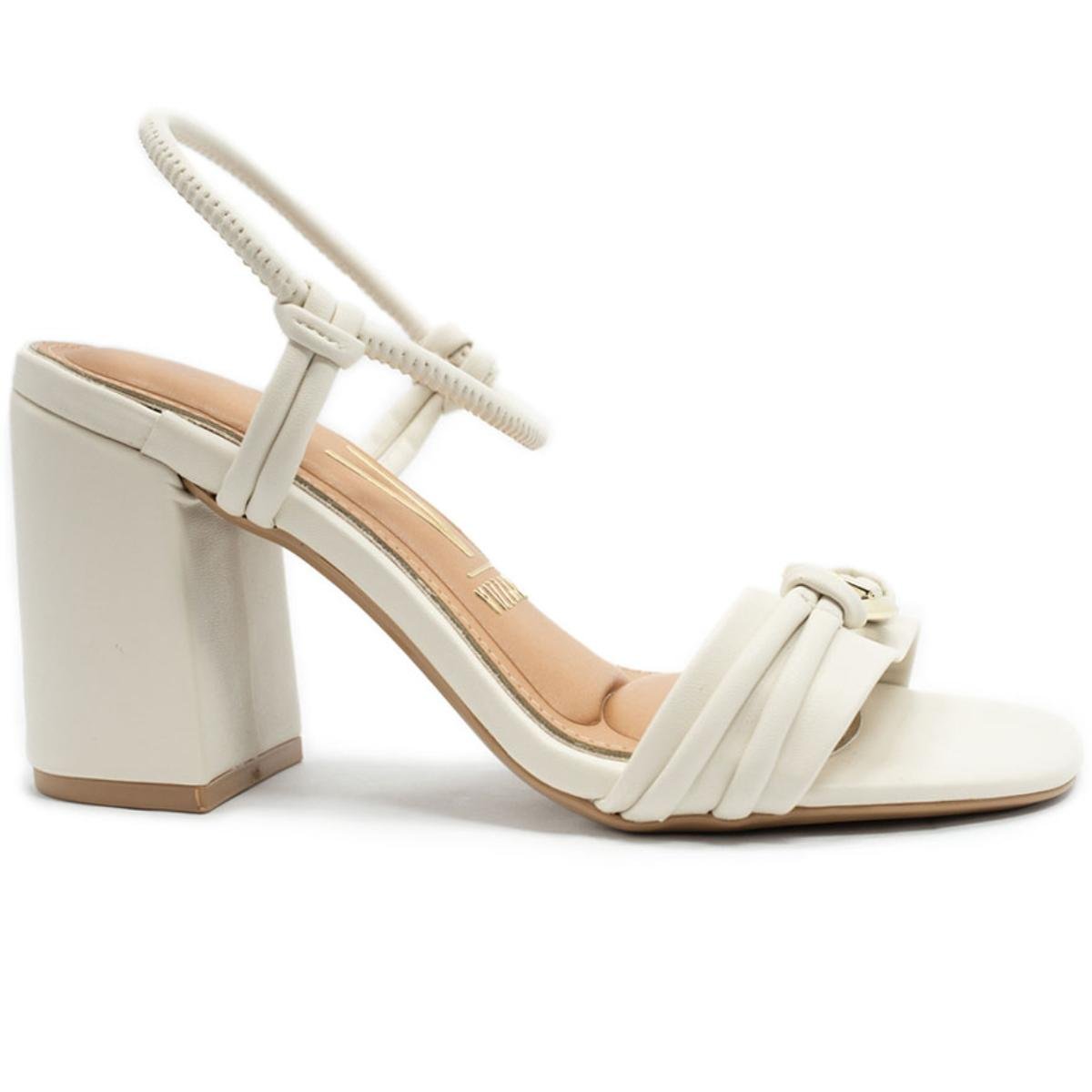 Sandália Vizzano Detalhe Salto Médio Feminina - Off White Branco 2