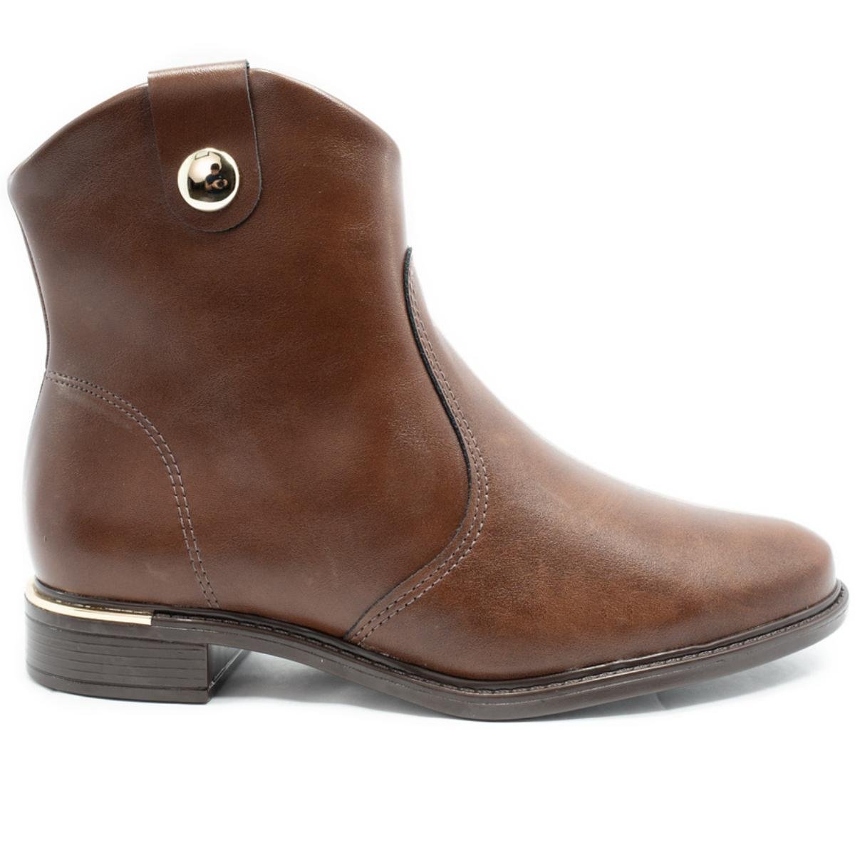 Bota Vizzano Detalhe Cano Baixo Feminina - Marrom Marrom 2