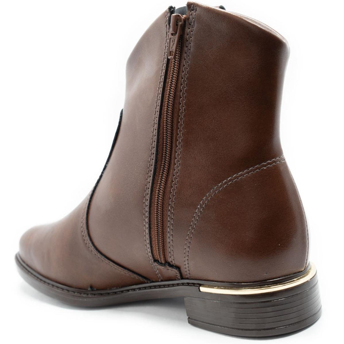 Bota Vizzano Detalhe Cano Baixo Feminina - Marrom Marrom 4