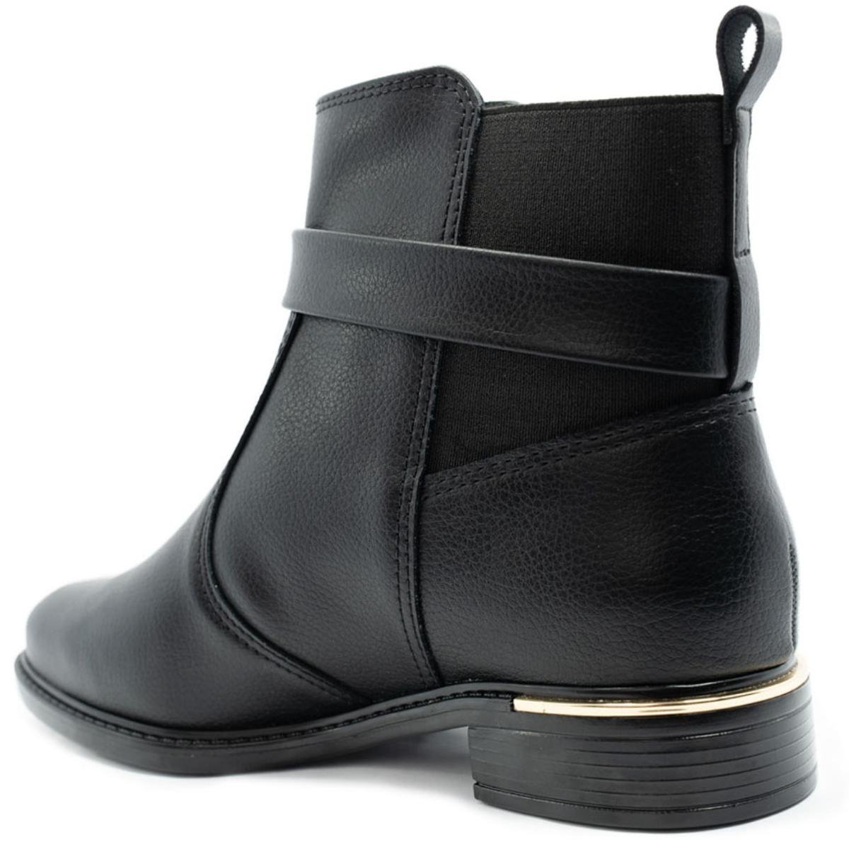 Bota Vizzano Fivela Cano Baixo Feminina - Preto Preto 4