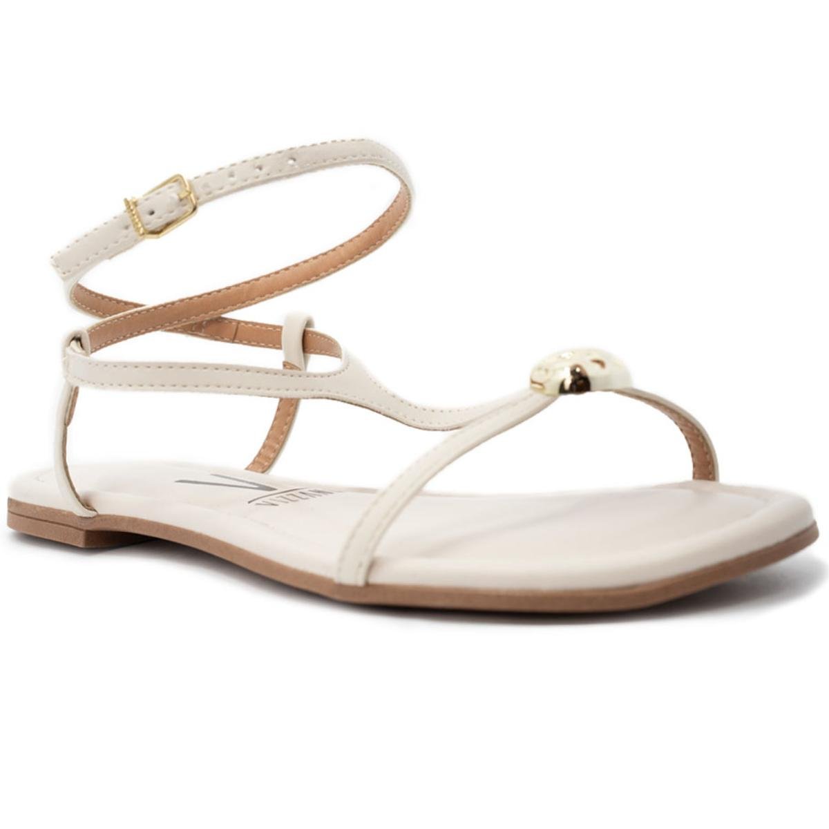 Rasteira Vizzano Detalhe Feminina - Off White Branco