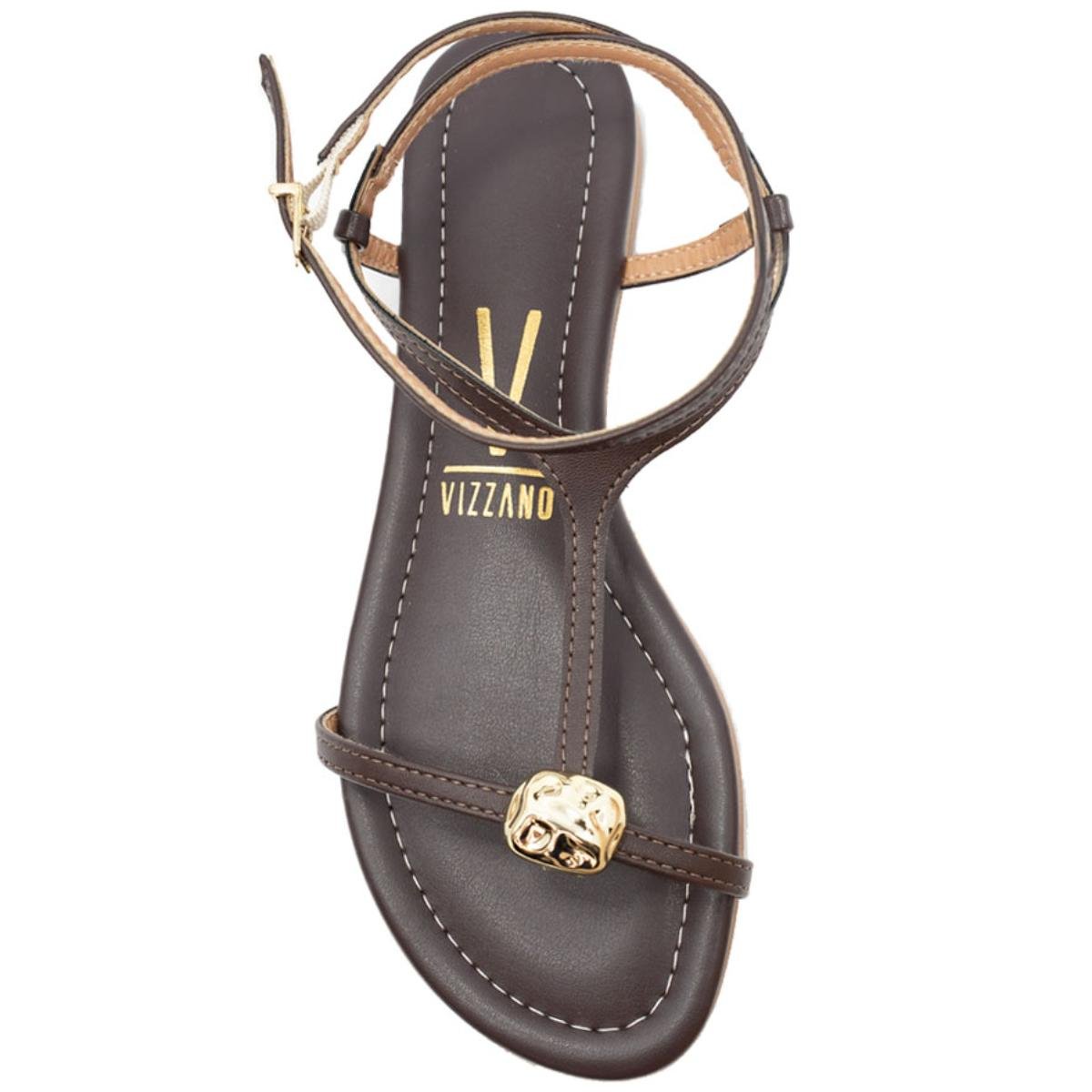 Rasteira Vizzano Detalhe Feminina - Marrom Escuro Preto 3
