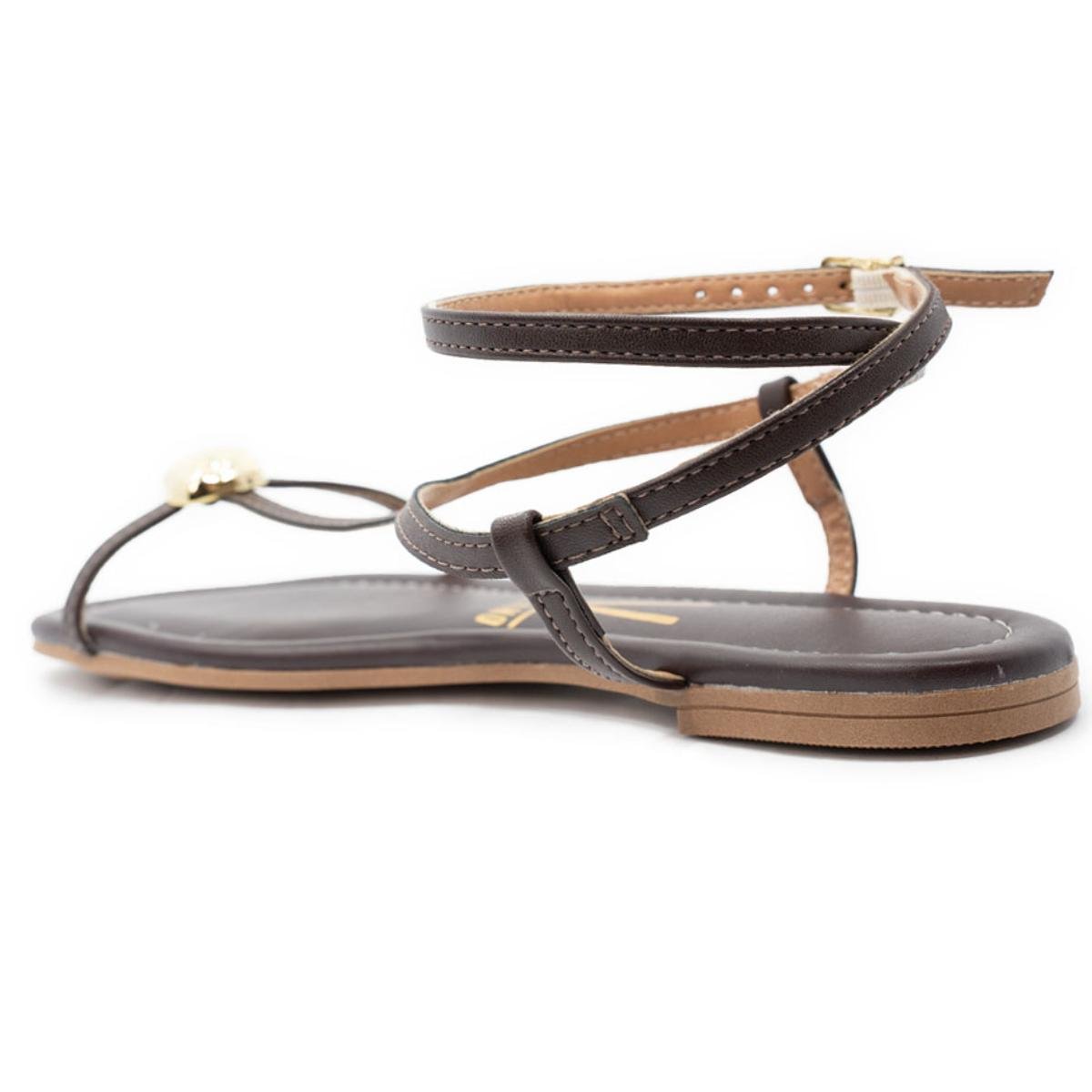 Rasteira Vizzano Detalhe Feminina - Marrom Escuro Preto 4