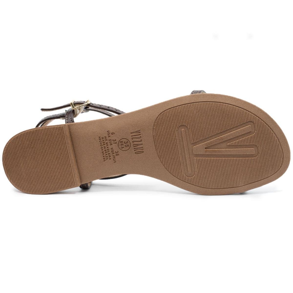 Rasteira Vizzano Detalhe Feminina - Marrom Escuro Preto 5