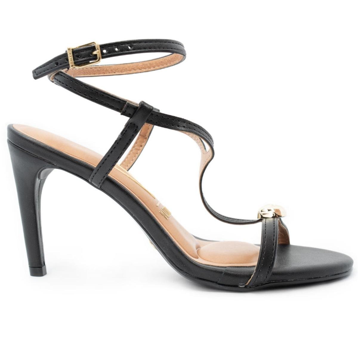 Sandália Vizzano Detalhe Traseiro Aberto Salto Alto Feminina - Preto Preto 2