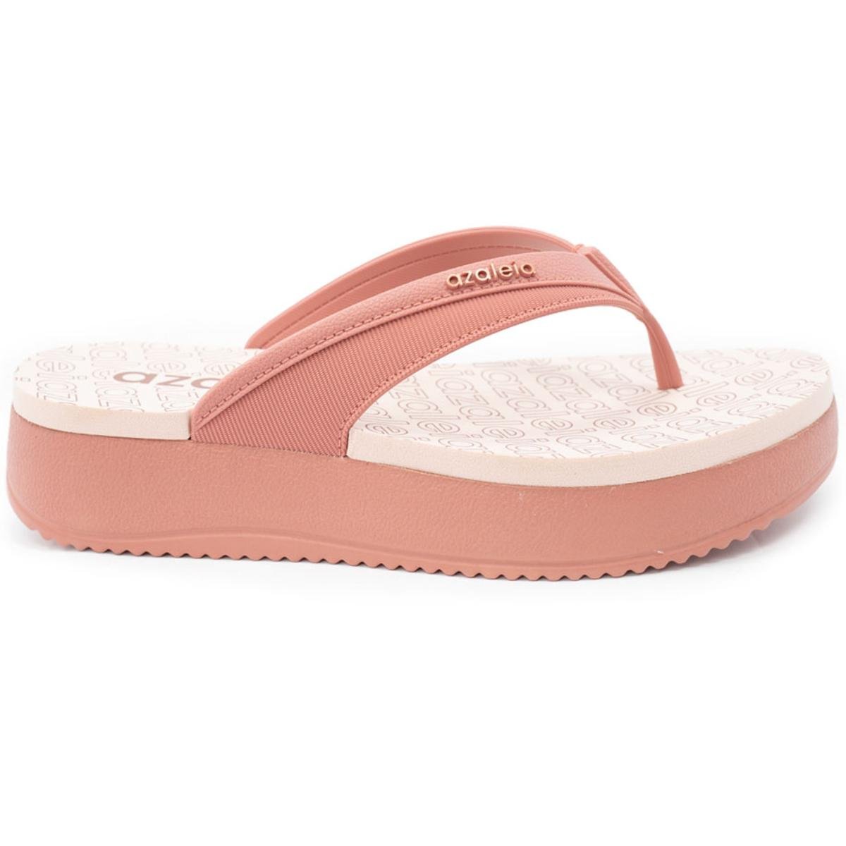 Tamanco Anabela Baixo Azaleia Feminino - Nude Rosa 2