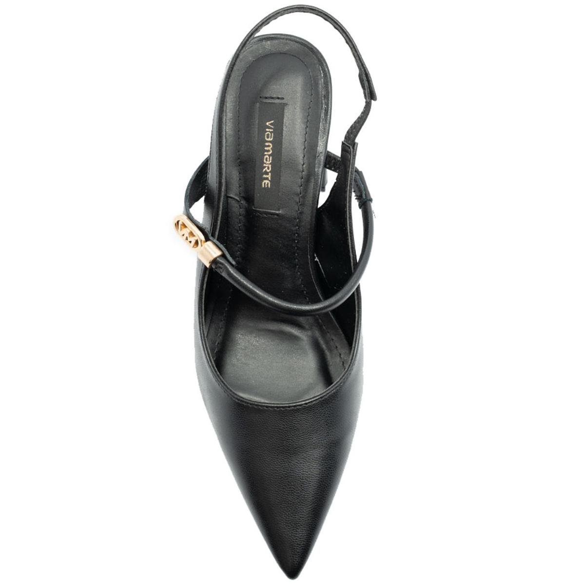 Scarpin Via Marte Salto Bloco Detalhe Feminino - Preto Preto 3
