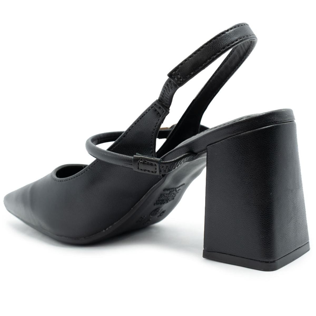 Scarpin Via Marte Salto Bloco Detalhe Feminino - Preto Preto 4
