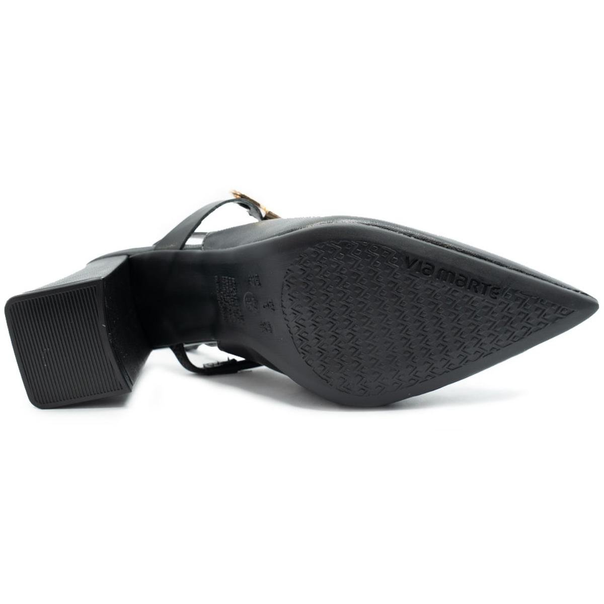 Scarpin Via Marte Salto Bloco Detalhe Feminino - Preto Preto 5