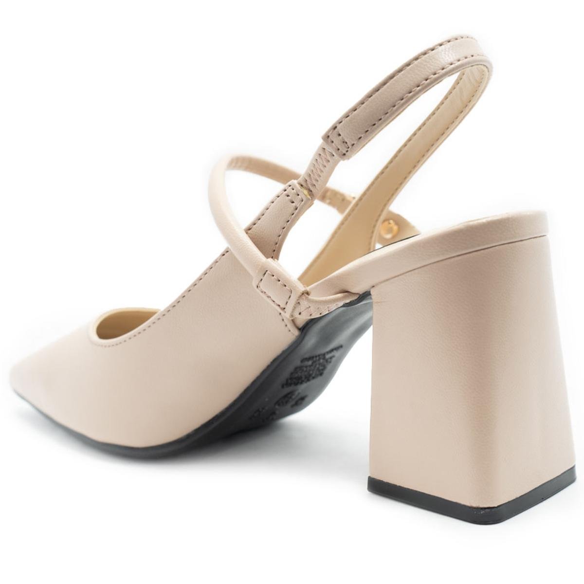 Scarpin Via Marte Salto Bloco Detalhe Feminino - Creme Branco 4