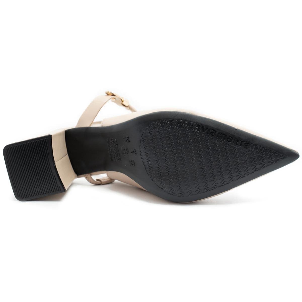 Scarpin Via Marte Salto Bloco Detalhe Feminino - Creme Branco 5