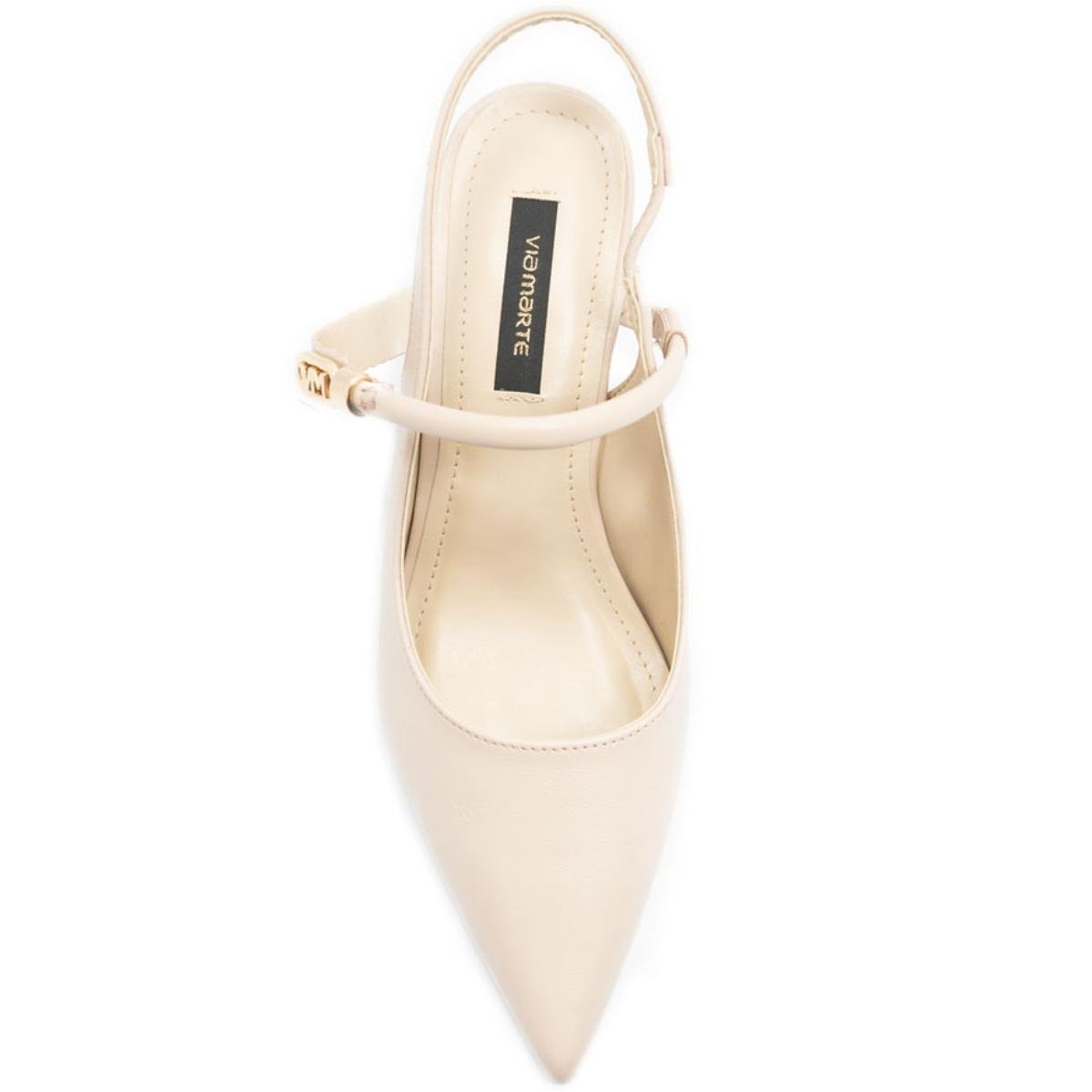 Scarpin Via Marte Salto Bloco Detalhe Feminino - Creme Branco 3