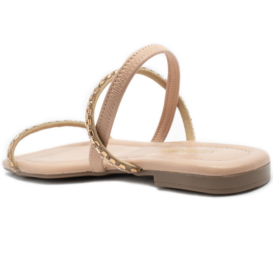 Rasteira Via Marte Strass Feminina - Bege Dourado 4