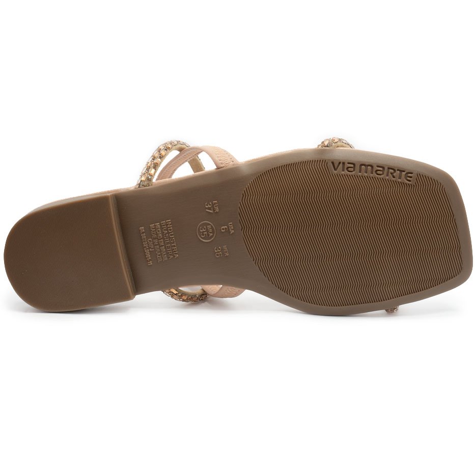 Rasteira Via Marte Strass Feminina - Bege Dourado 5