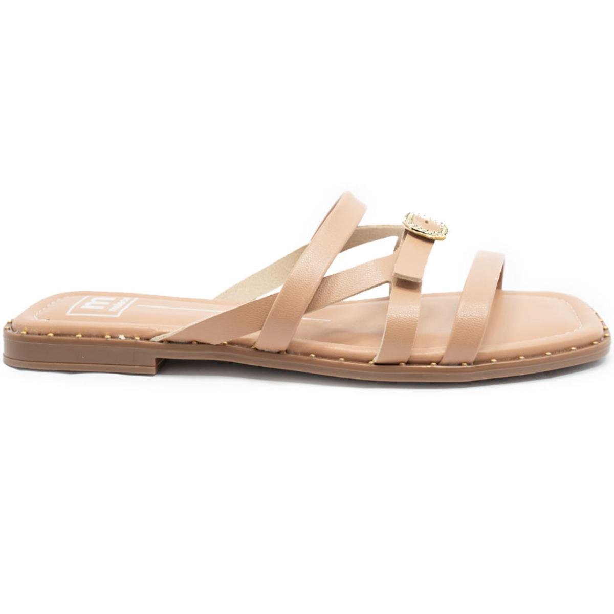 Rasteira Moleca Fivela Spikes Feminina - Nude Bege 2