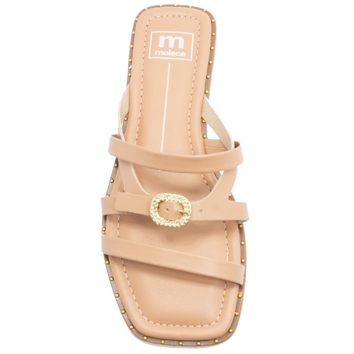 Rasteira Moleca Fivela Spikes Feminina - Nude Bege 3