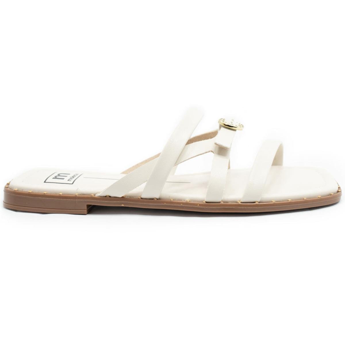 Rasteira Moleca Fivela Spikes Feminina - Off White Branco 2