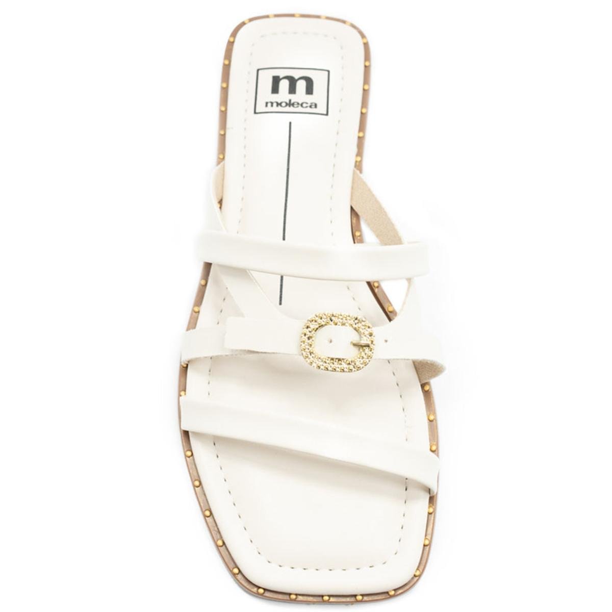 Rasteira Moleca Fivela Spikes Feminina - Off White Branco 3