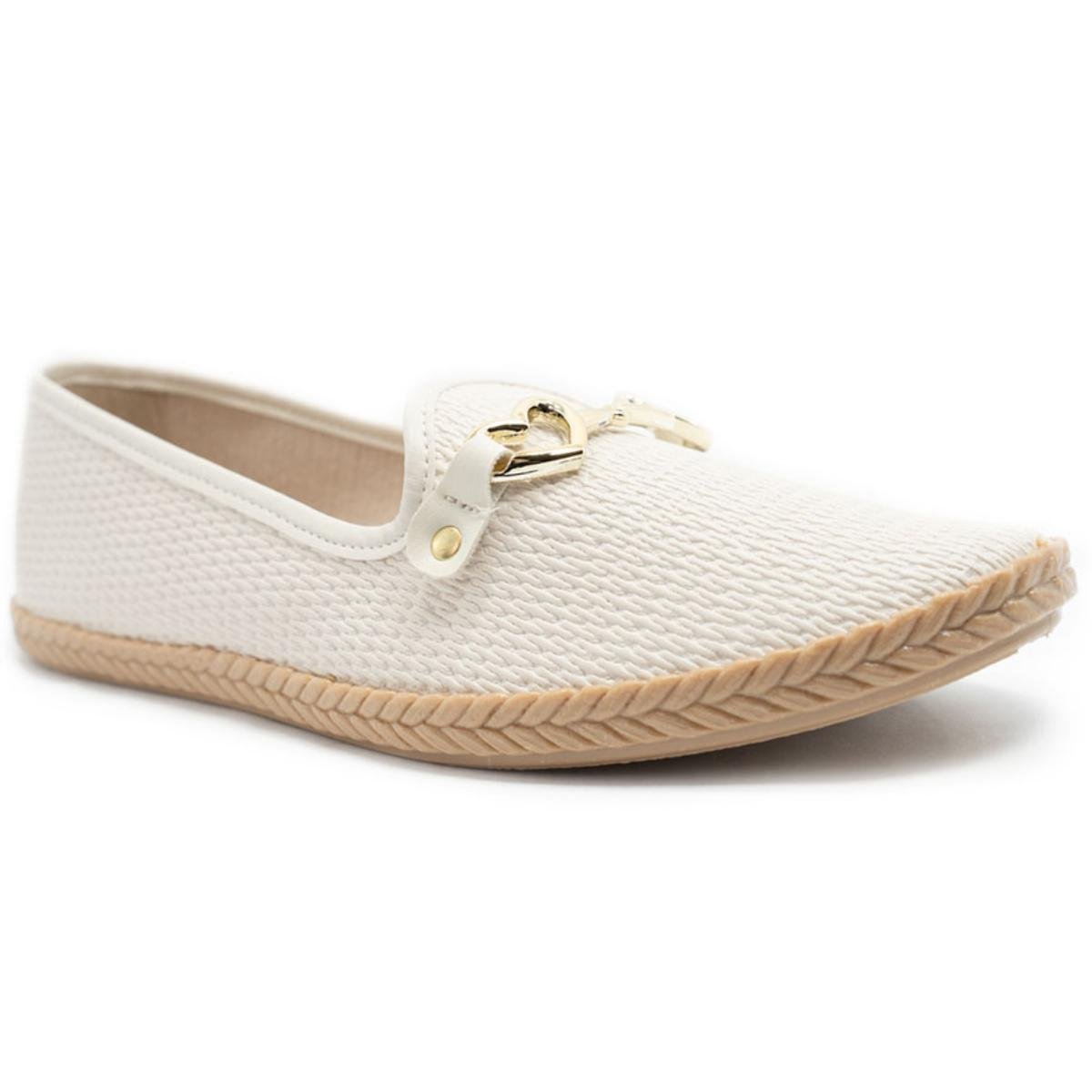 Alpargata Moleca Pesponto Lisboa Detalhe Feminina - Off White Branco 1