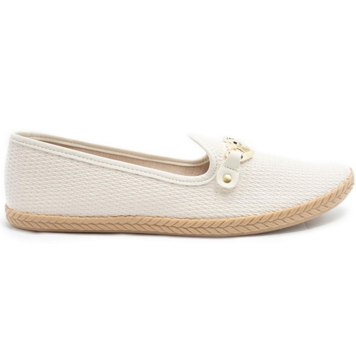 Alpargata Moleca Pesponto Lisboa Detalhe Feminina - Off White Branco 2