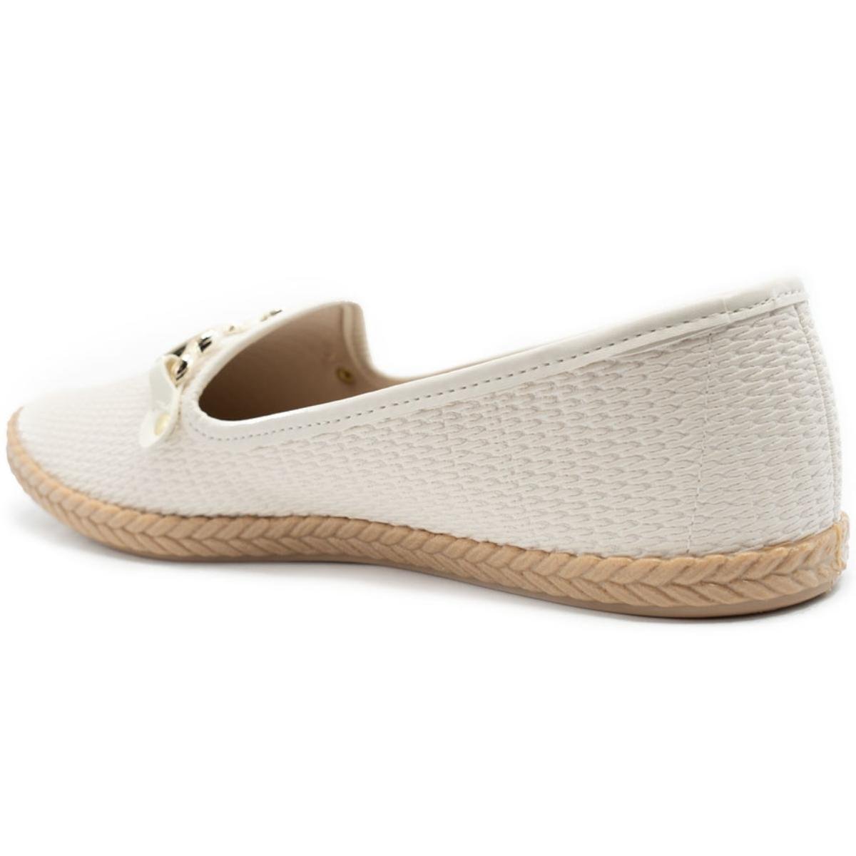 Alpargata Moleca Pesponto Lisboa Detalhe Feminina - Off White Branco 4