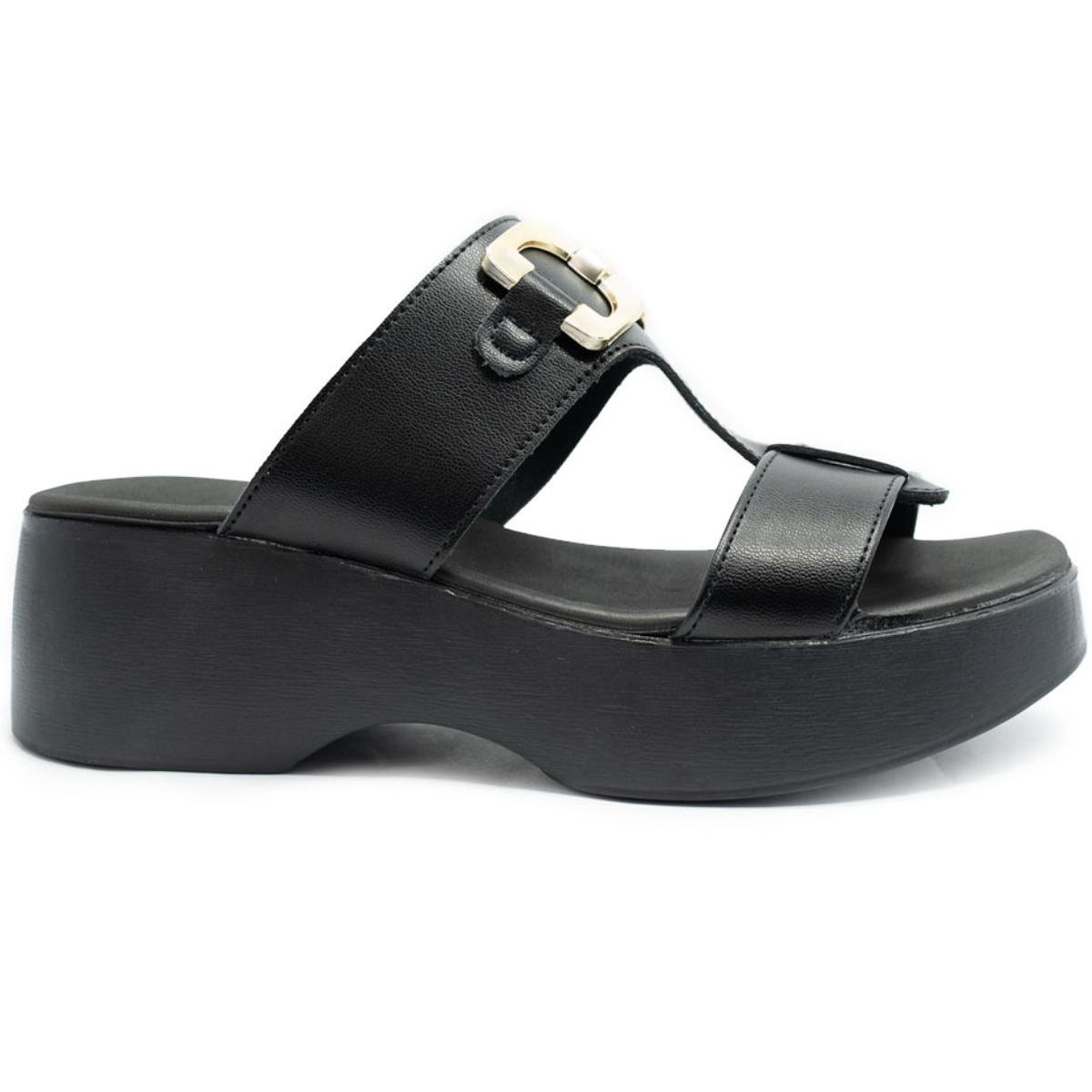 Sandália Moleca Plataforma Detalhe Feminina - Preto Preto 2