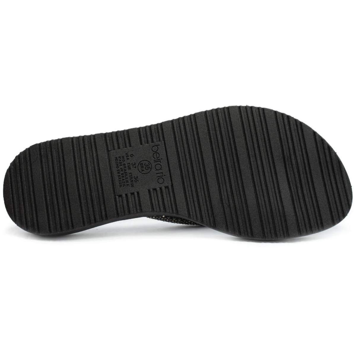 Rasteira Beira Rio Flatform Diamond Strass Laço Feminina - Preto Preto 5