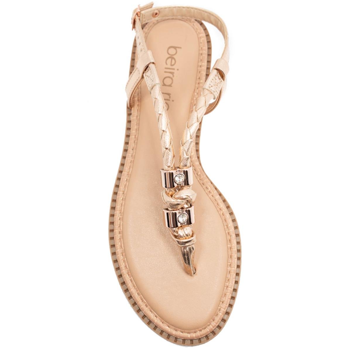 Rasteira Beira Rio Flat Detalhes Feminina - Ouro Rosado Ouro Rosado 3