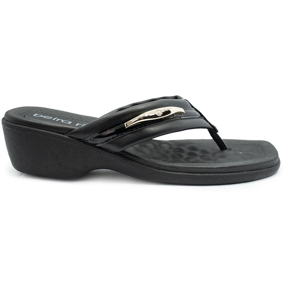 Tamanco Anabela Beira Rio Detalhe Feminino - Preto Preto 2