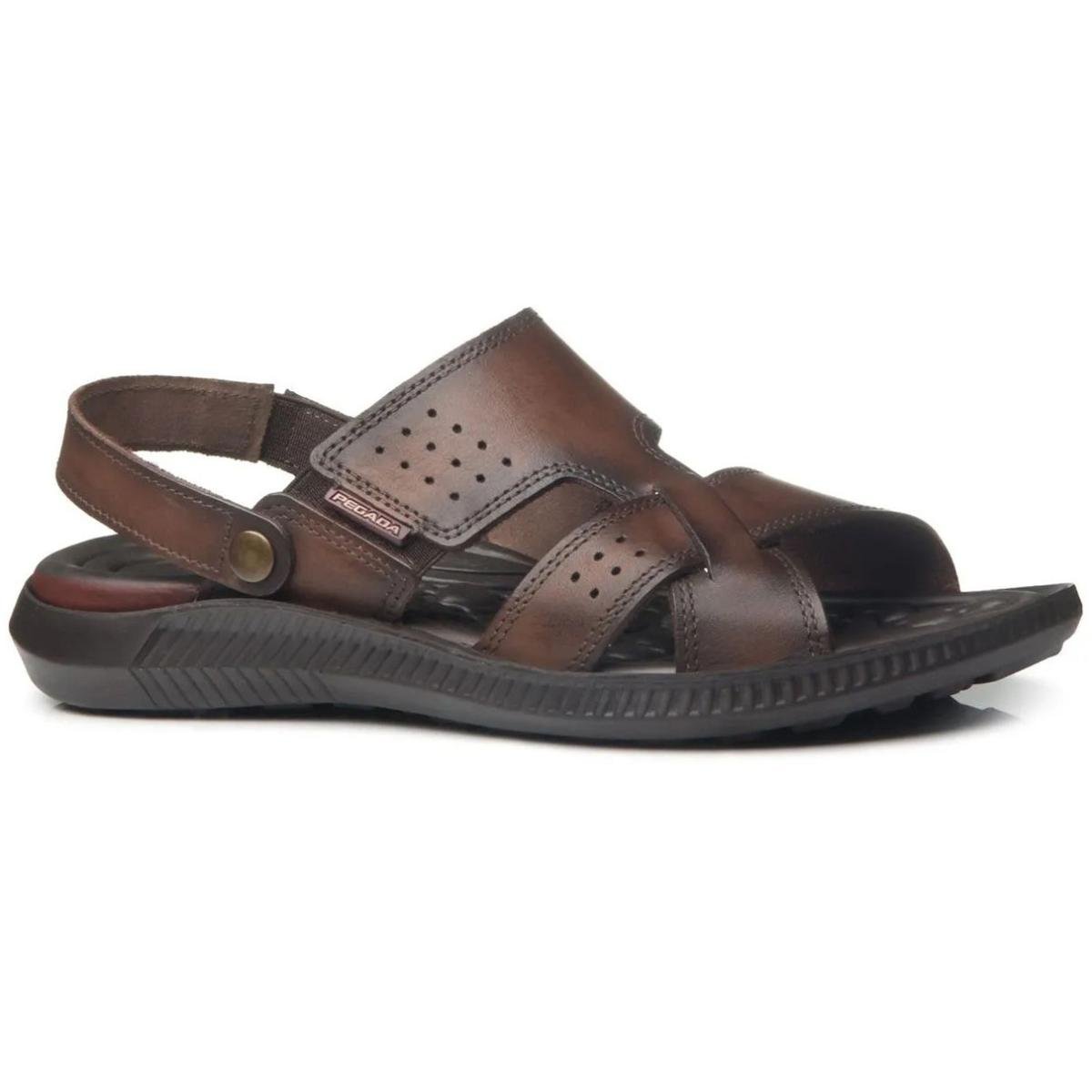 Sandália Couro Pegada 133156 Masculina - Marrom Escuro Marrom Escuro 2