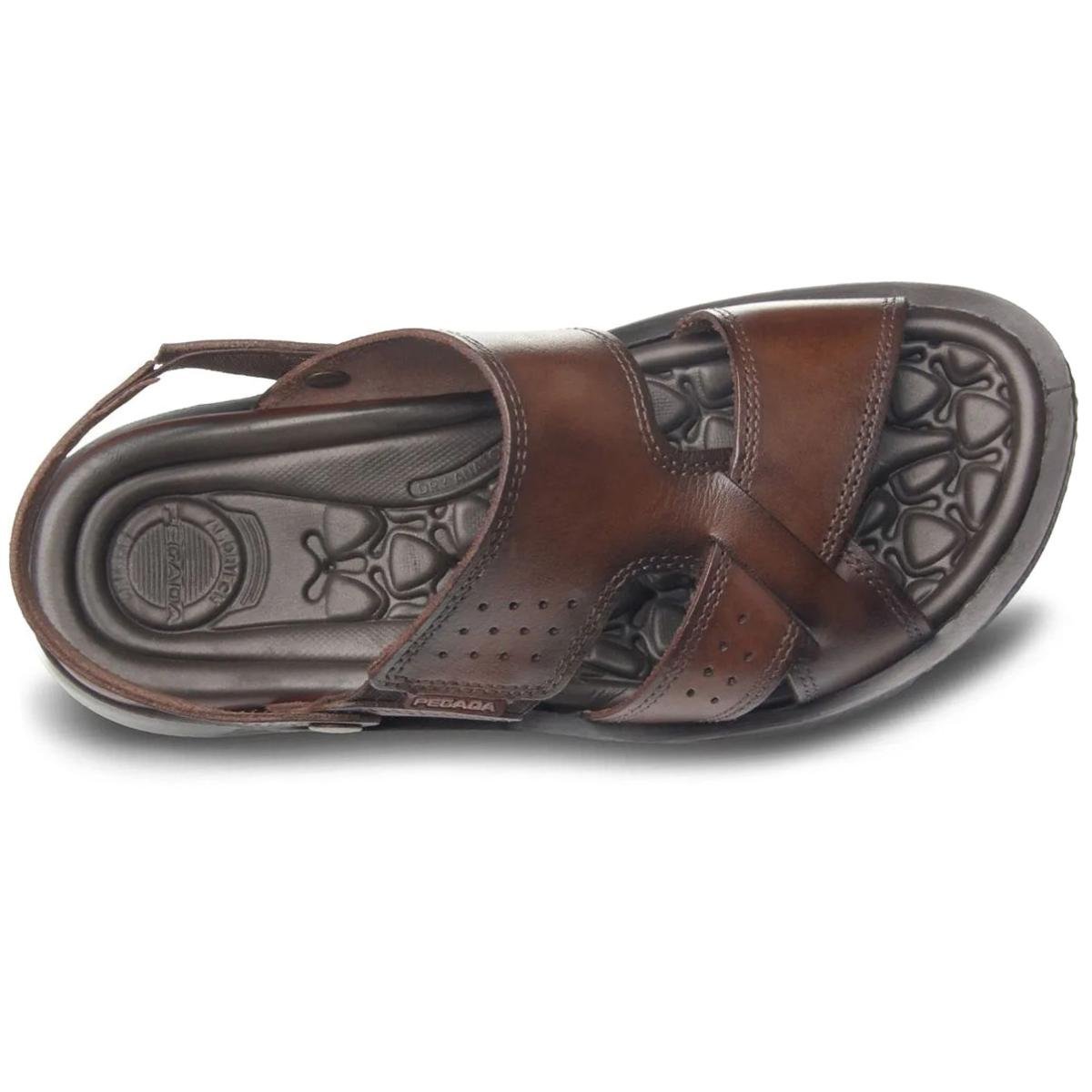 Sandália Couro Pegada 133156 Masculina - Marrom Escuro Marrom Escuro 3