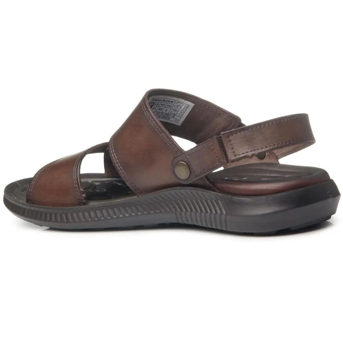 Sandália Couro Pegada 133156 Masculina - Marrom Escuro Marrom Escuro 4