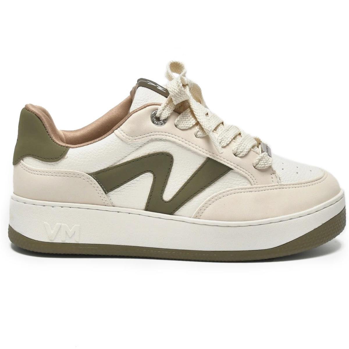 Tênis Via Marte Casual Perfuros Feminino - Off White e Verde Off White/Verde 2