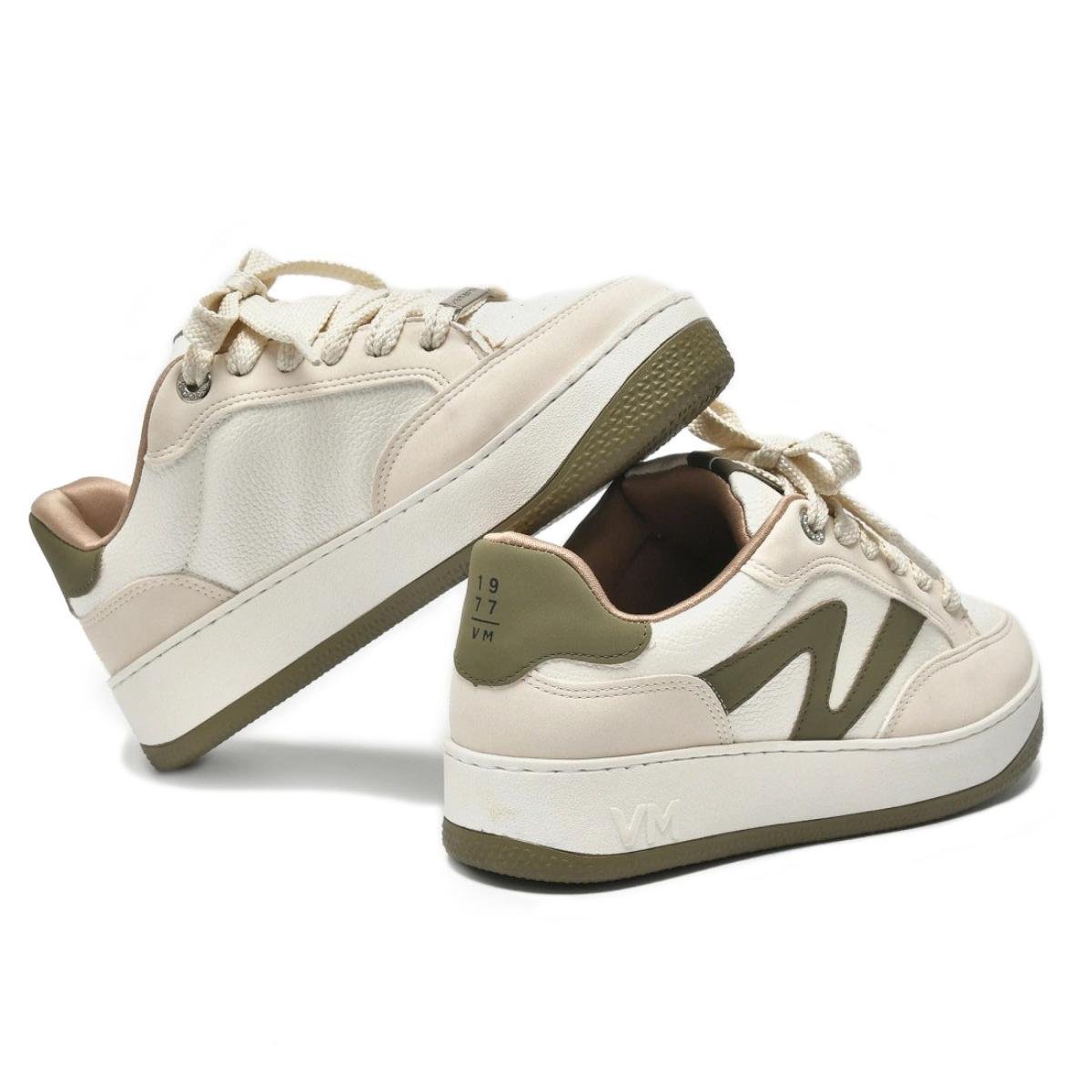 Tênis Via Marte Casual Perfuros Feminino - Off White e Verde Off White/Verde 3