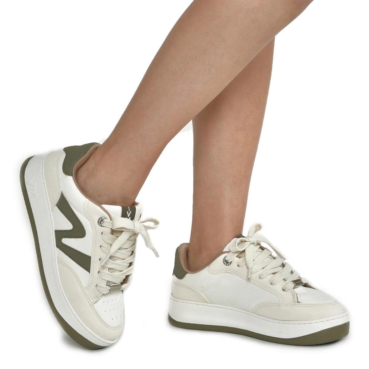 Tênis Via Marte Casual Perfuros Feminino - Off White e Verde Off White/Verde 4