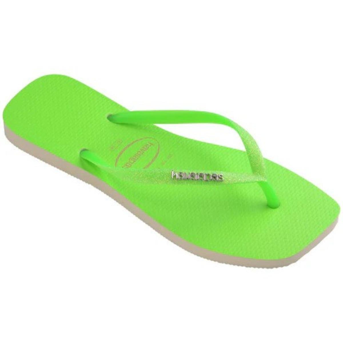 Chinelo Havaianas Slim Square Glitter Neon Feminino - Verde Verde 2