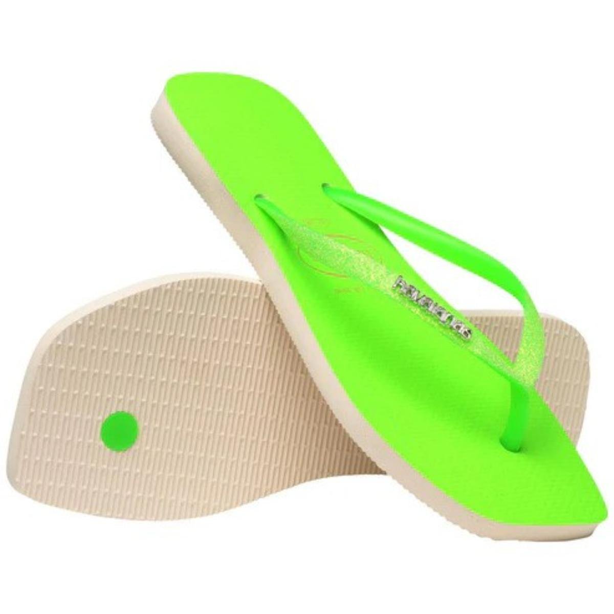 Chinelo Havaianas Slim Square Glitter Neon Feminino - Verde Verde 4