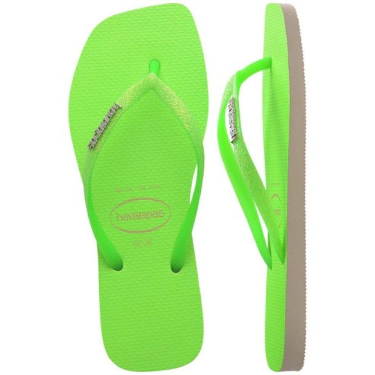 Chinelo Havaianas Slim Square Glitter Neon Feminino - Verde Verde 5