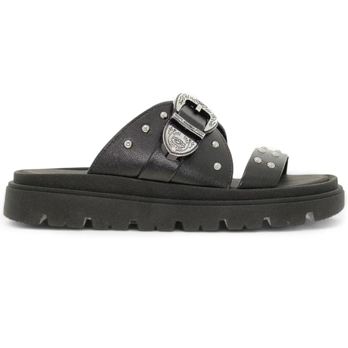 Papete Moleca Plataforma Tratorada Spikes Feminina - Preto Preto 2