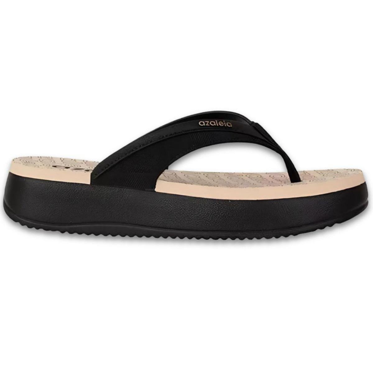 Tamanco Anabela Baixo Azaleia Feminino - Preto e Bege Preto/Bege 2