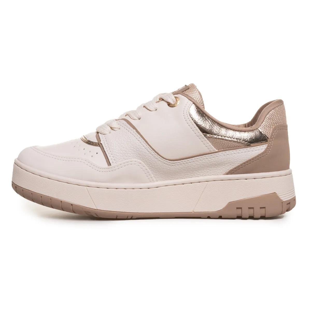 Tênis Via Marte Casual Feminino - Branco e Bege Branco/Bege 3