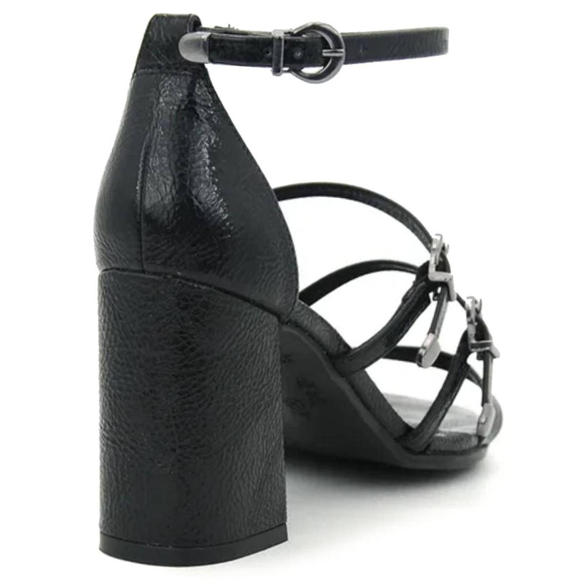 Sandália Ramarim Salto Bloco Médio Fivelas Feminina - Preto Preto 3