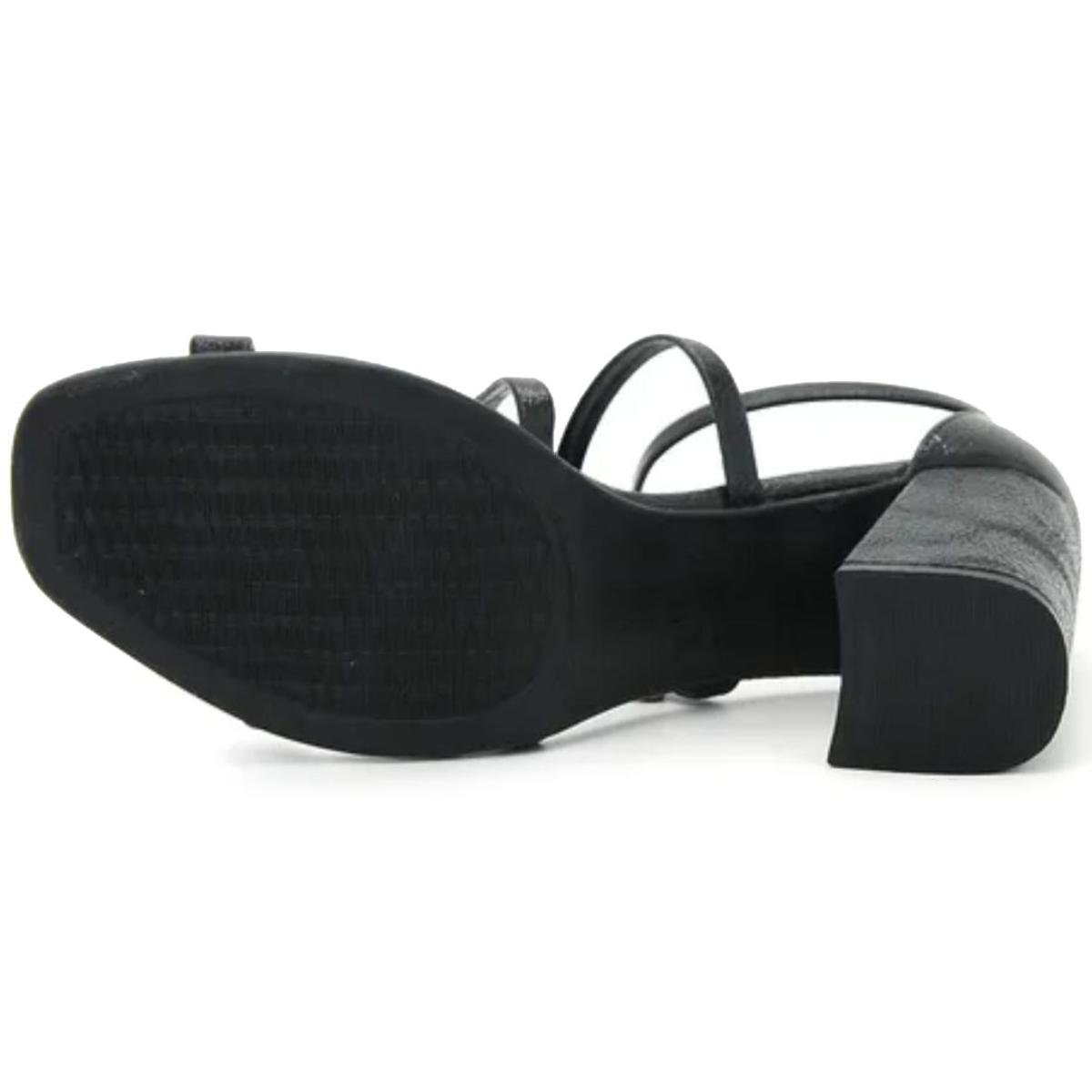 Sandália Ramarim Salto Bloco Médio Fivelas Feminina - Preto Preto 5