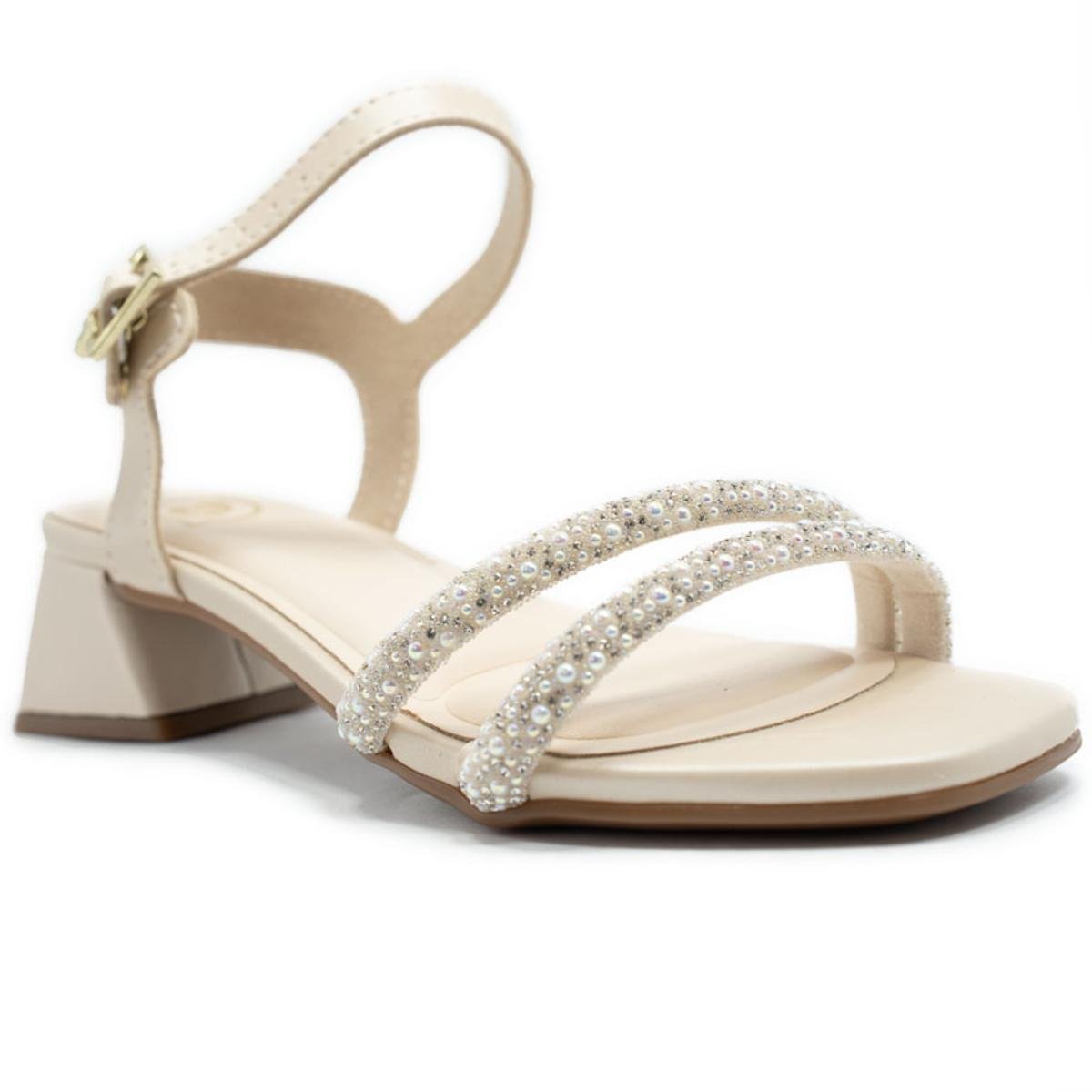 Sandália Infantil Molekinha Pedraria Salto Bloco - Off White Off White 1