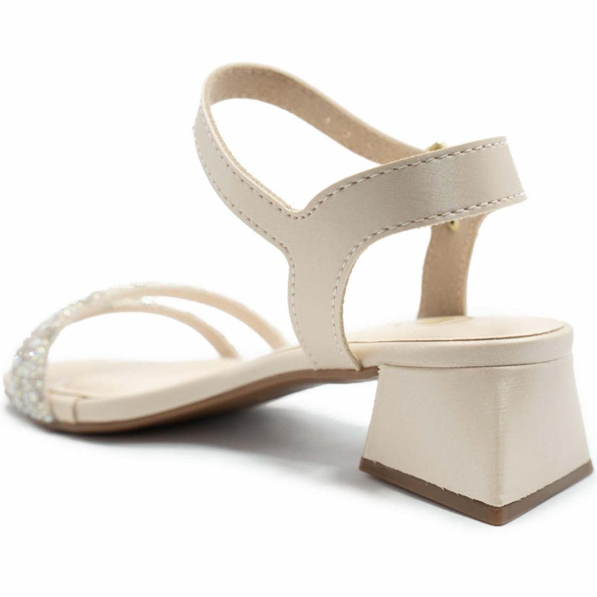 Sandália Infantil Molekinha Pedraria Salto Bloco - Off White Off White 4