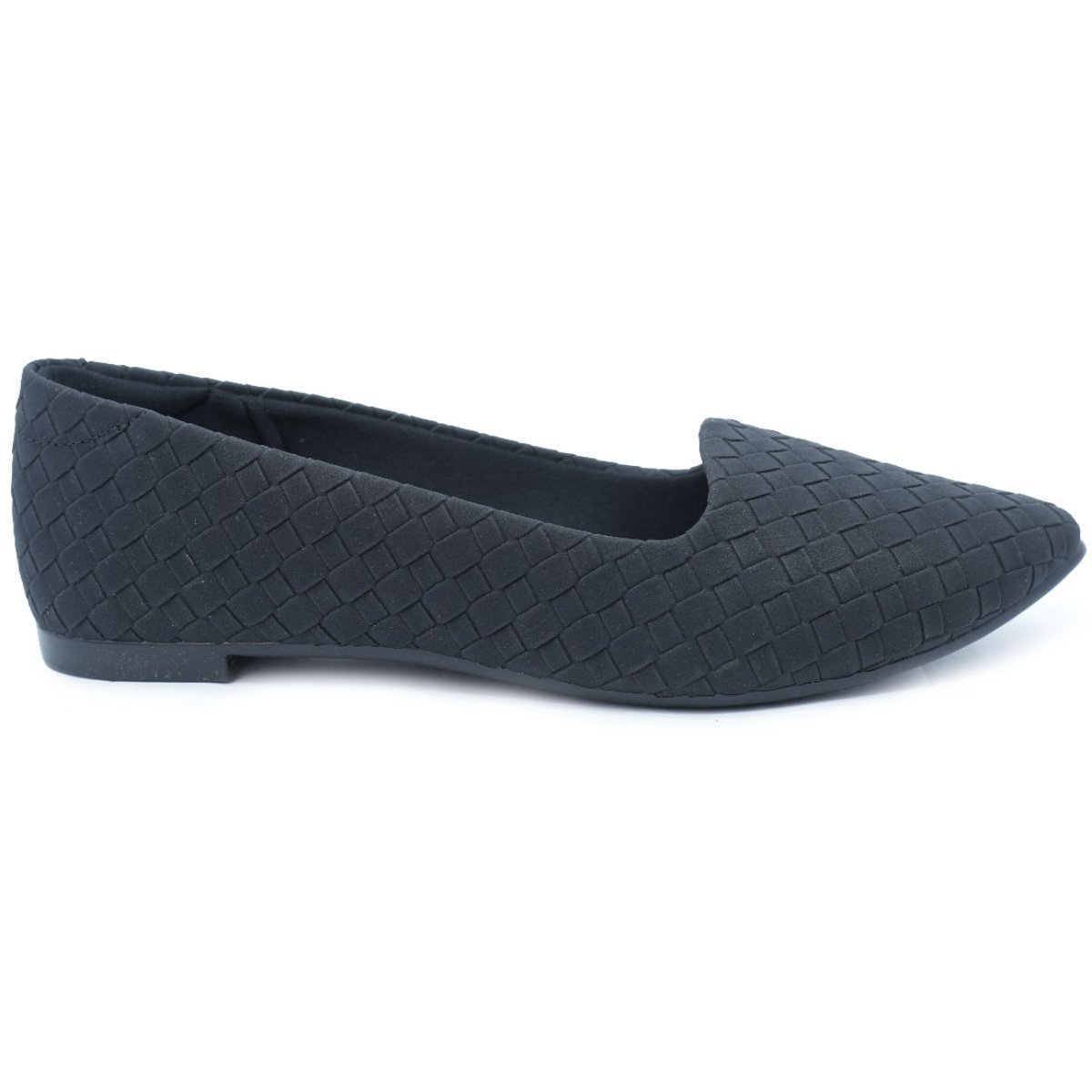 Sapatilha Moleca Slipper Tressê Bico Fino - Preto Preto 2