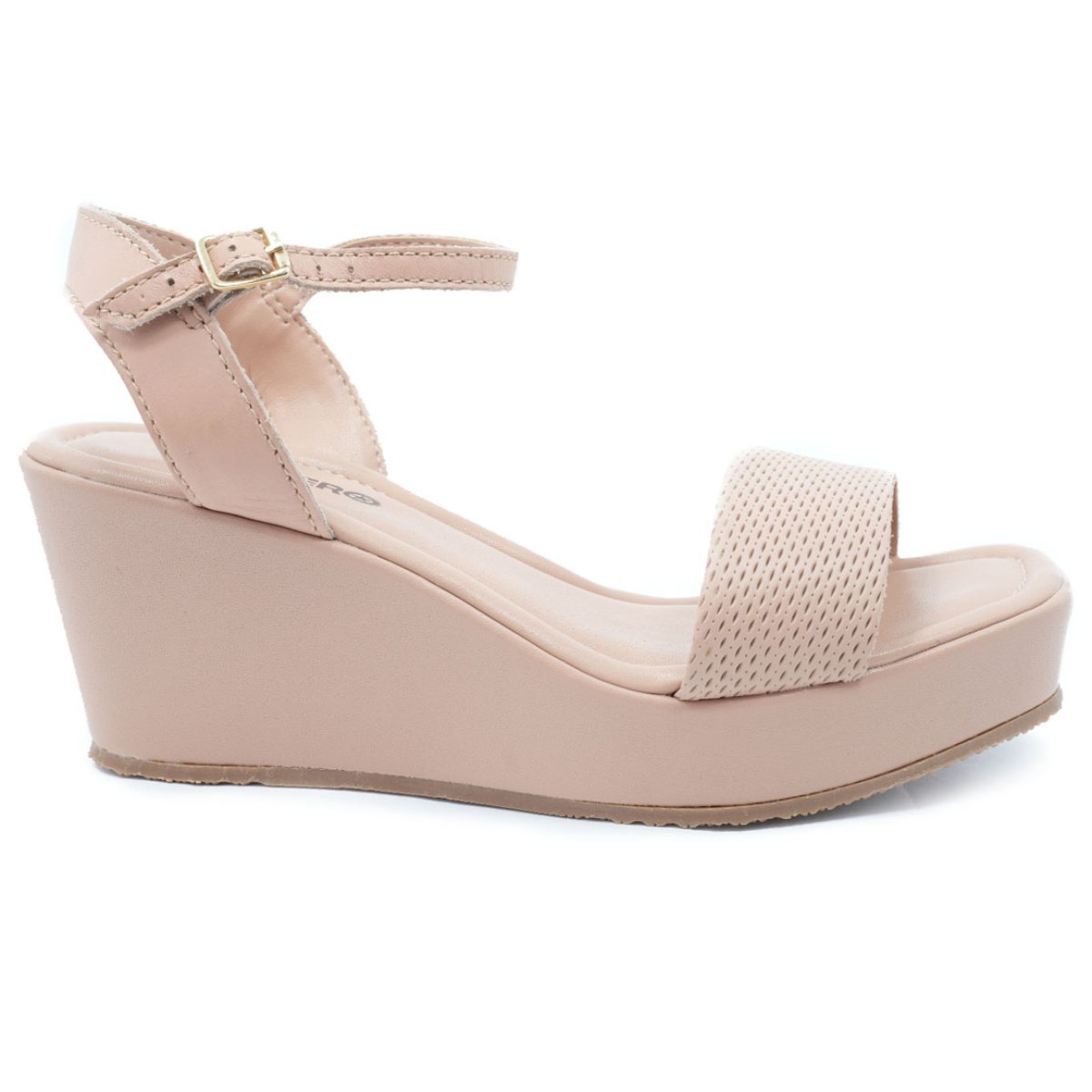 Sandália Couro Anabela Bottero Feminina - Nude Nude 2