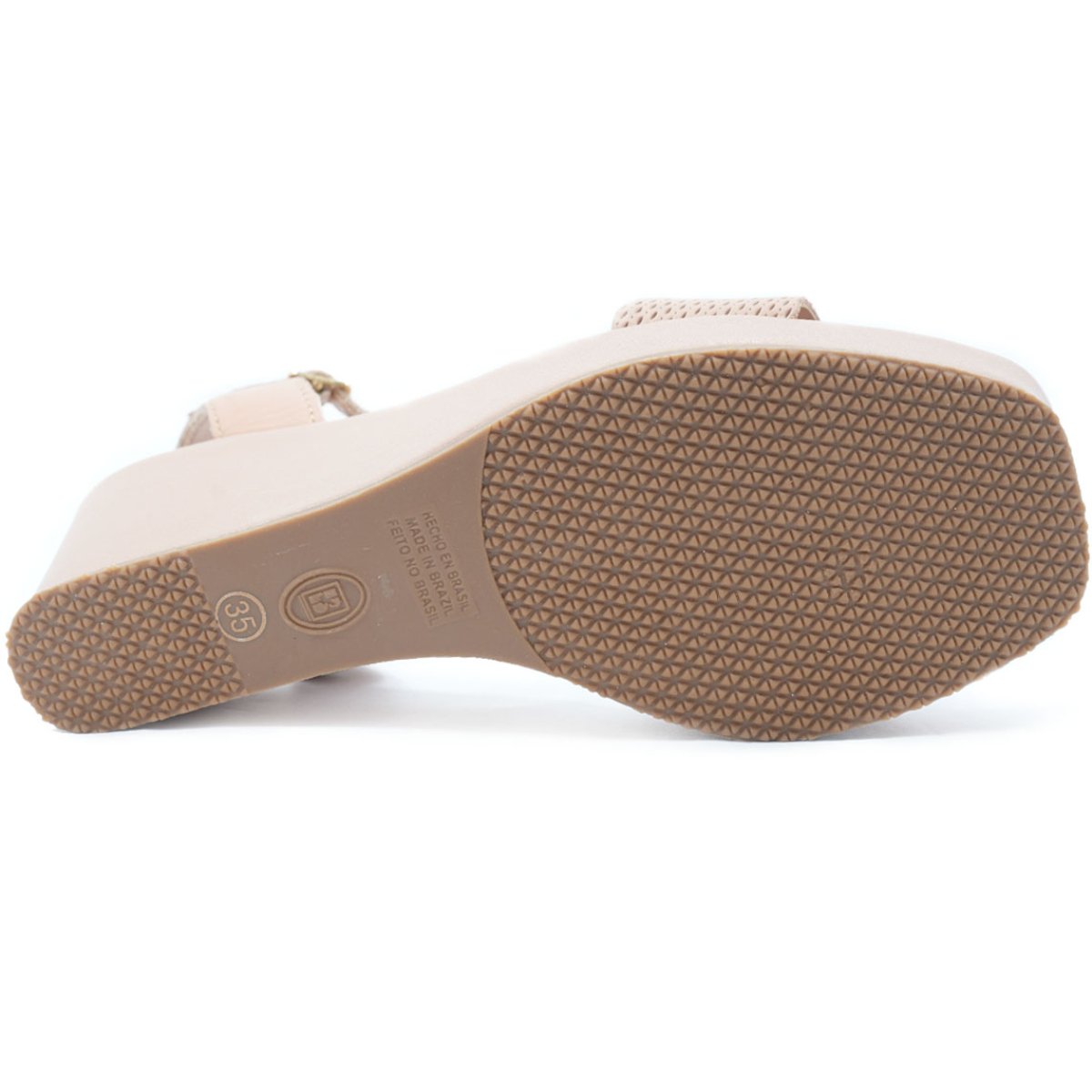 Sandália Couro Anabela Bottero Feminina - Nude Nude 5