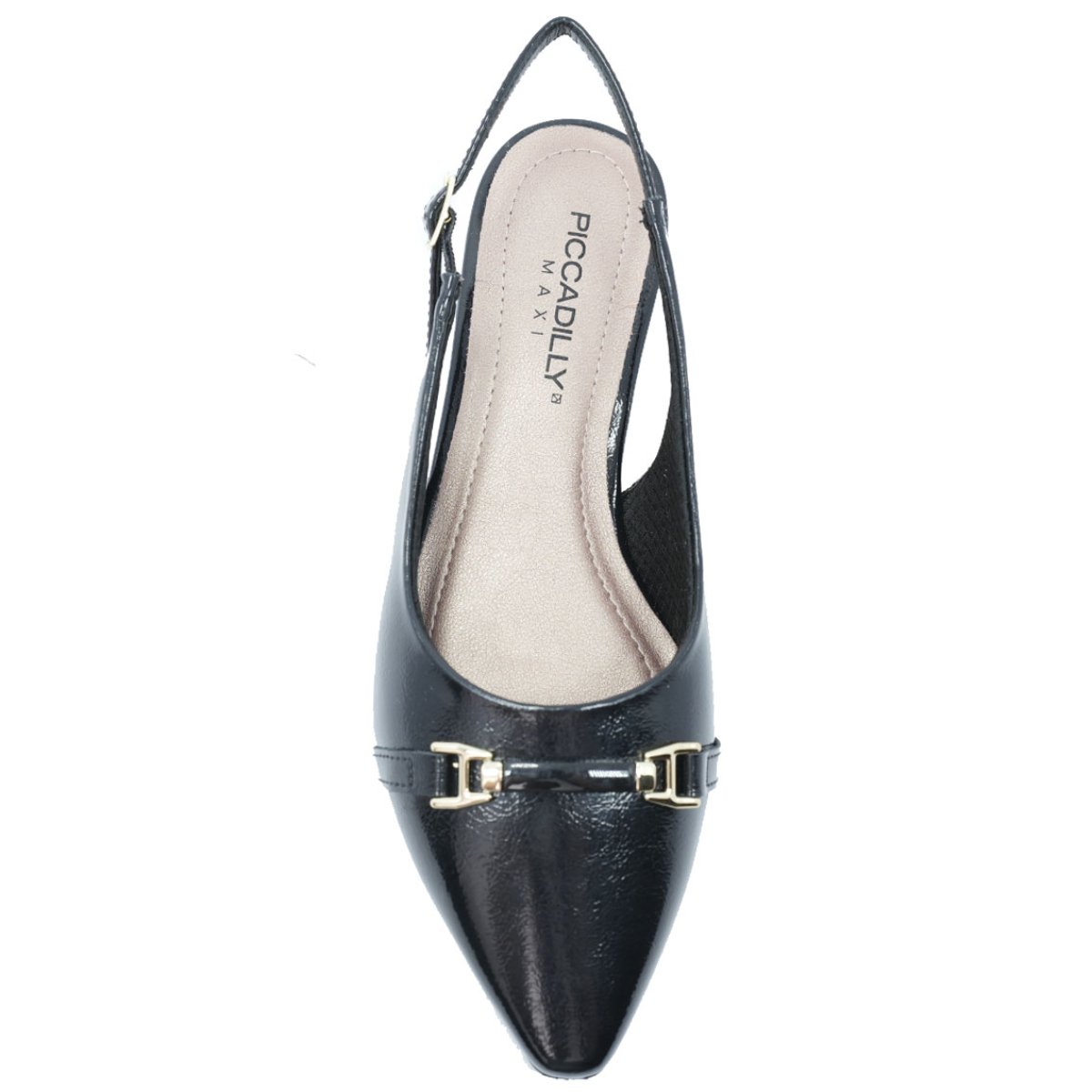 Scarpin Piccadilly Detalhe Salto Baixo Feminino - Preto Preto 3